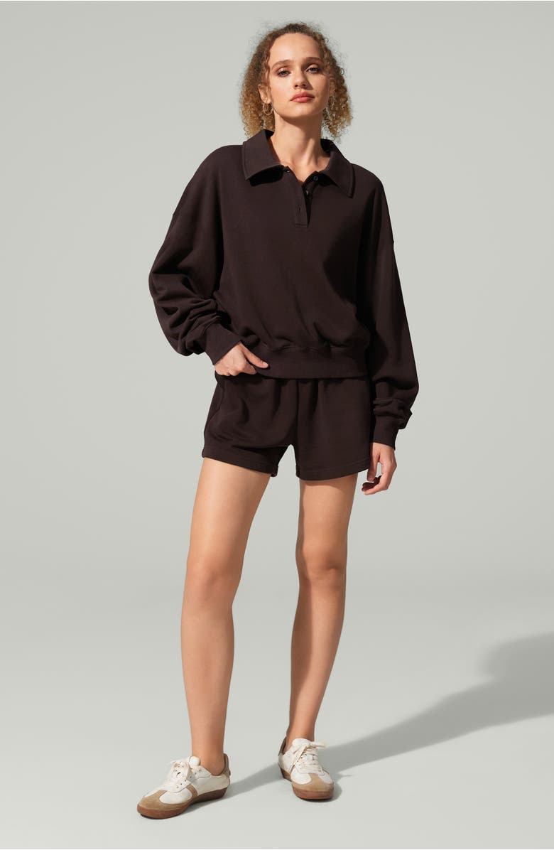Lilysilk SILKERRY Oversized Heirloom '89 Polo Collar Sweatshirt, Alternate, color, Espresso
