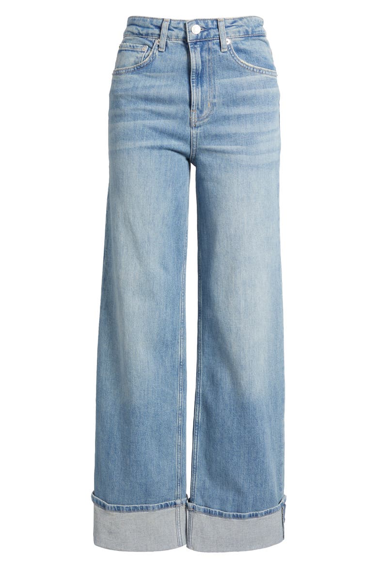 Getty High Waist Cuffed Wide Leg Jeans, Alternate, color, BALTIC SEA CUFFED