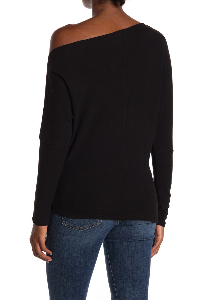 Off the Shoulder Long Sleeve Sweater, Alternate, color, BLACK