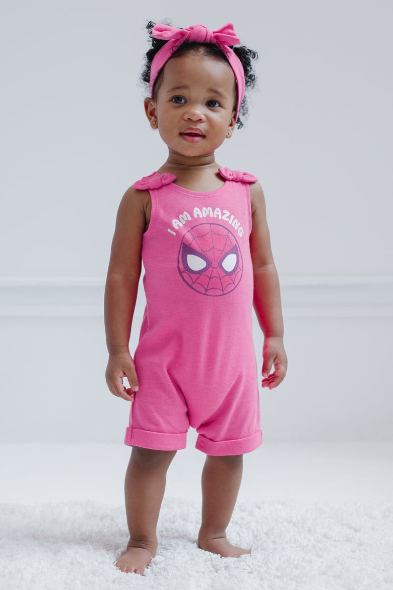 Spider-Man Avengers Sleeveless Romper Headband Set, Alternate, color, Red