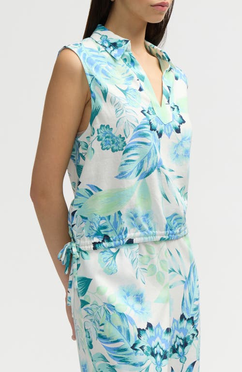 Nvlt Sleeveless Drawstring Hem Top In Tropical Blue