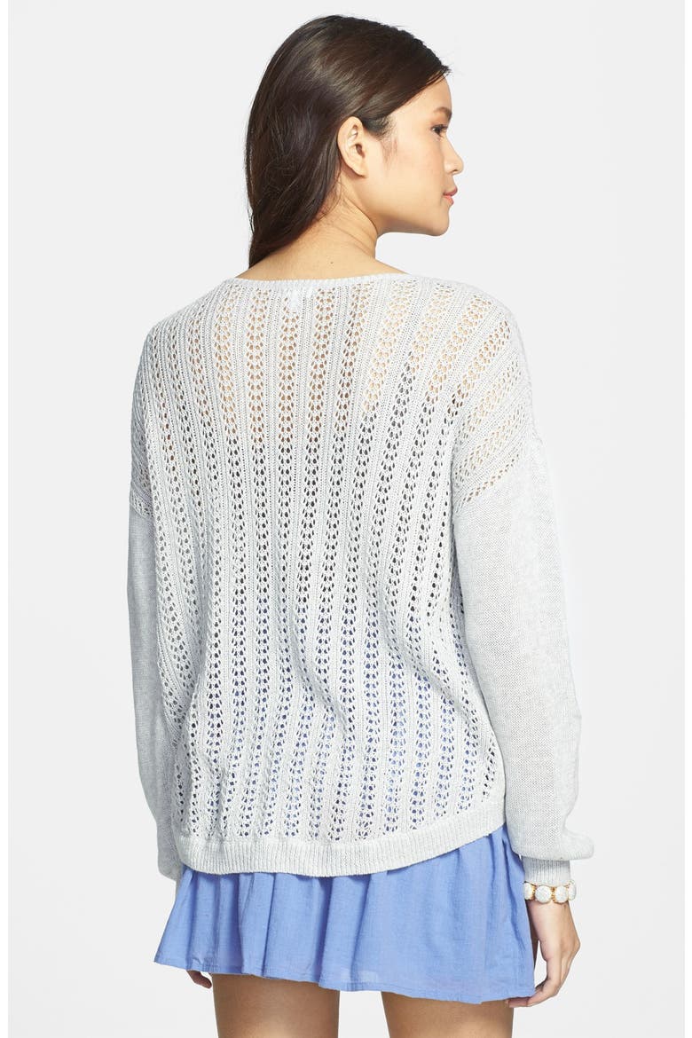 Placed Pointelle Pullover, Alternate, color, FUZZY