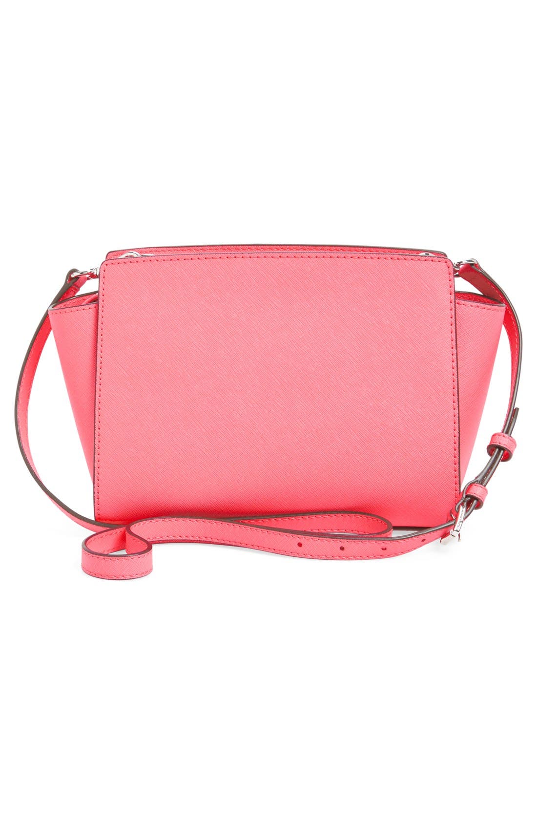 'Medium Selma' Saffiano Leather Crossbody Bag, Alternate, color, CORAL/ SILVER