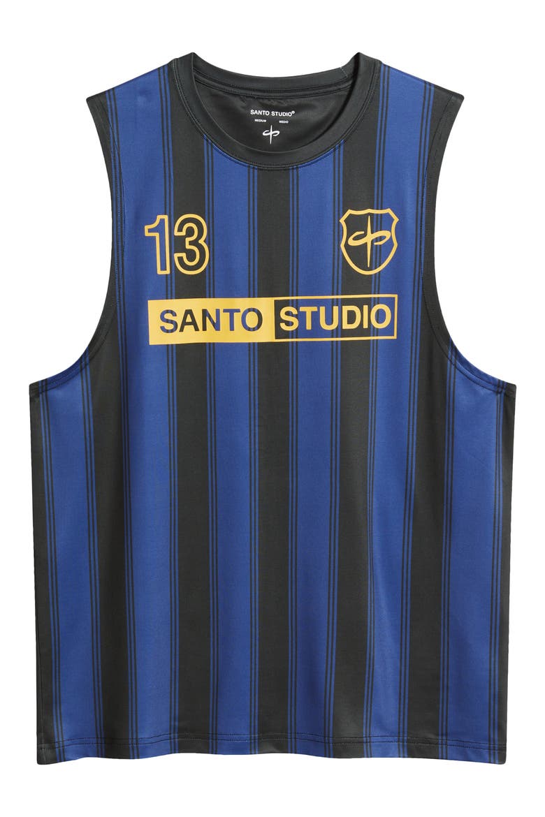 Santo Futbol Tech Stripe Tank, Alternate, color, BLACK