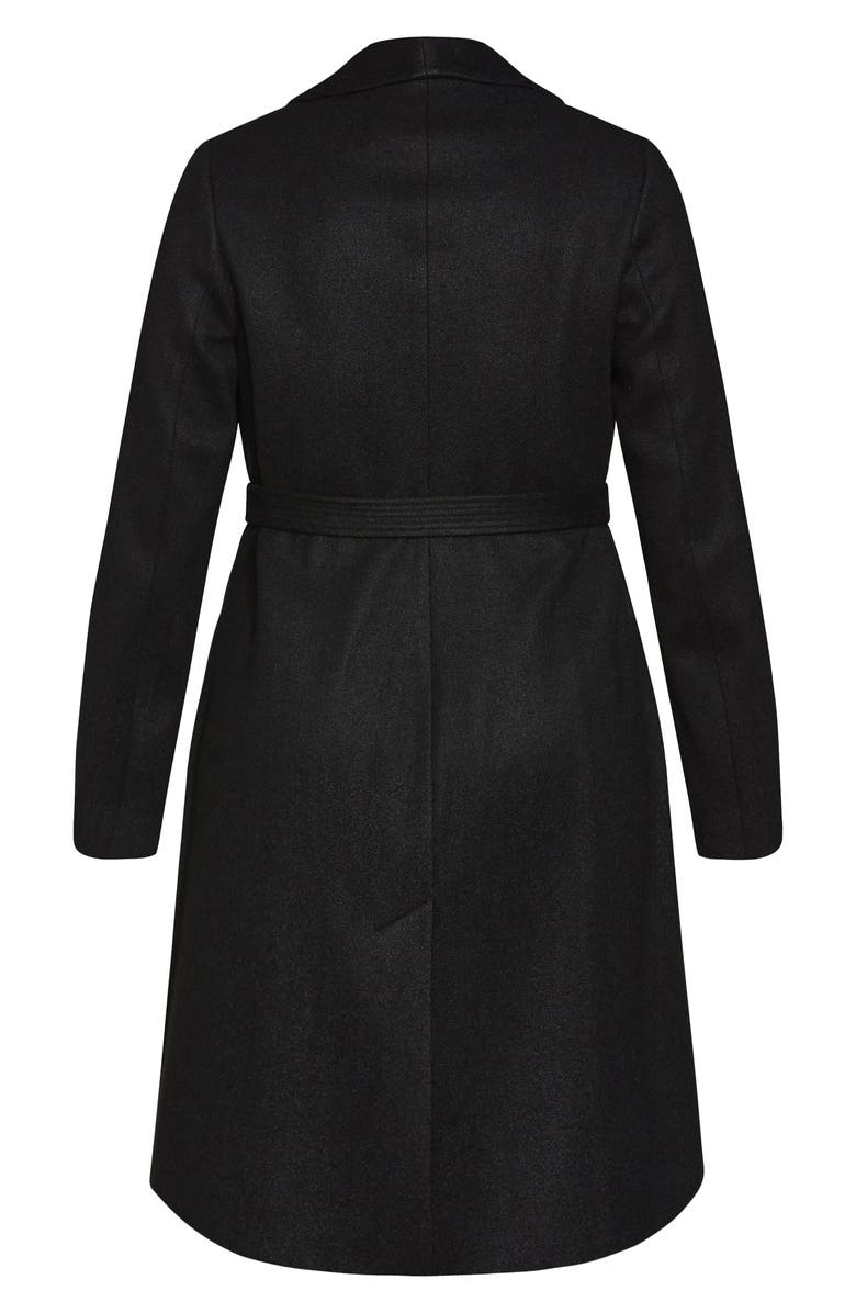 City Chic Callie Belted Coat, Alternate, color, Black