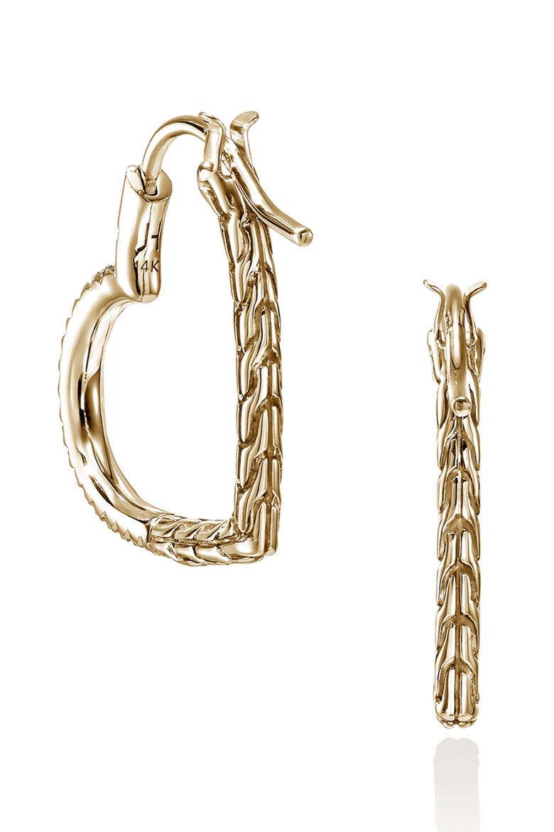 Essentials Heart Pavé Hoop Earrings, Alternate, color, GOLD