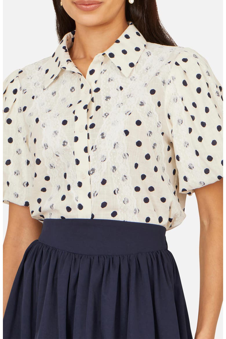 Polka Dot Lace Boxy Shirt, Alternate, color, White