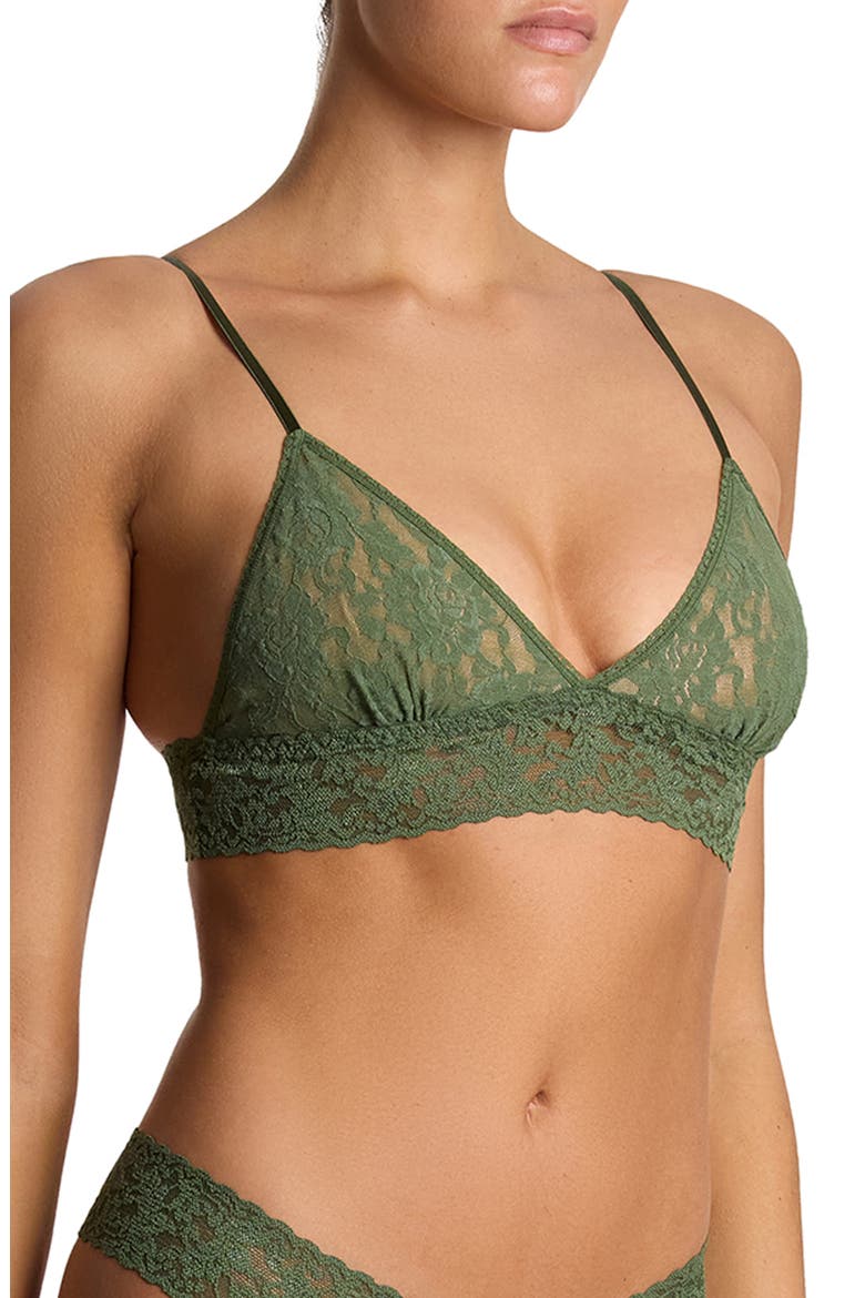 Signature Lace Padded Bralette, Alternate, color, HERB GREEN