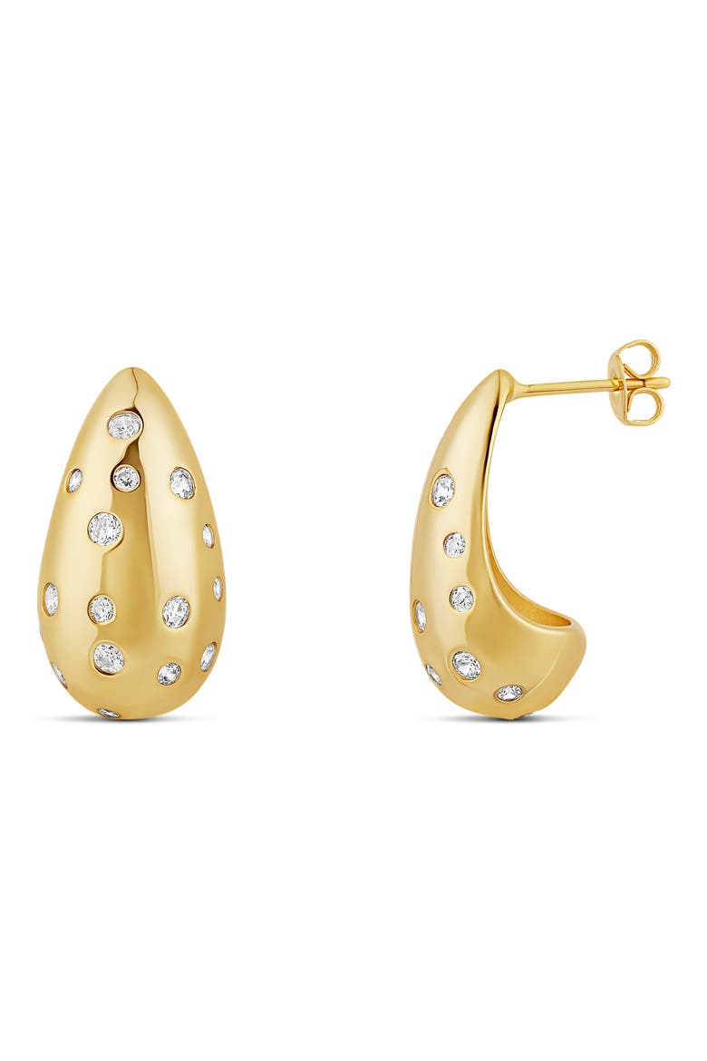 Pavé Inlay Teardrop Earrings, Main, color, GOLD