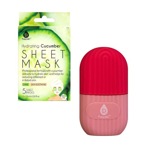 Ice Facial Roller & Hydrating Cucumber Sheet Masks