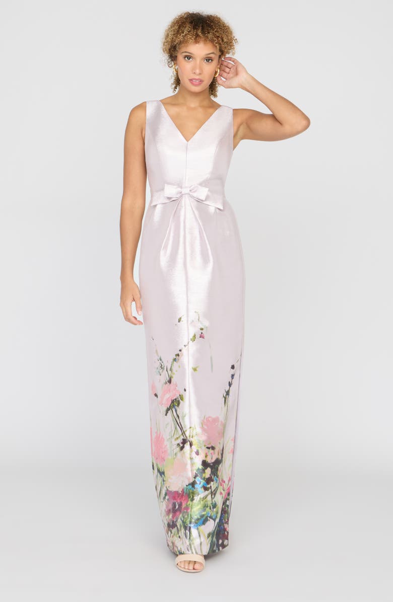 Kay Unger Wendy Metallic Floral Gown, Alternate, color, Lilac Mist Multi