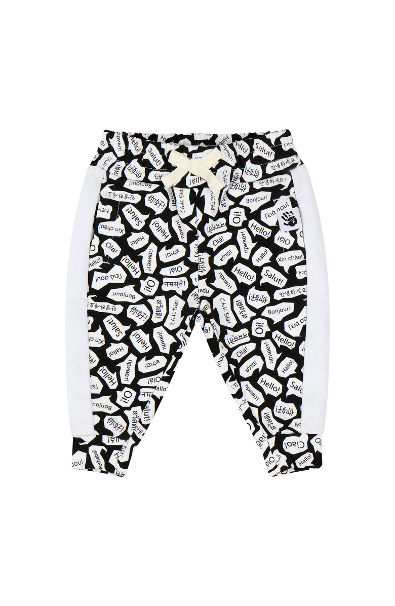 Mixed Up Clothing Baby Crewneck Sweatshirt and Jogger Pants Set, Alternate, color, Black/White/Hello