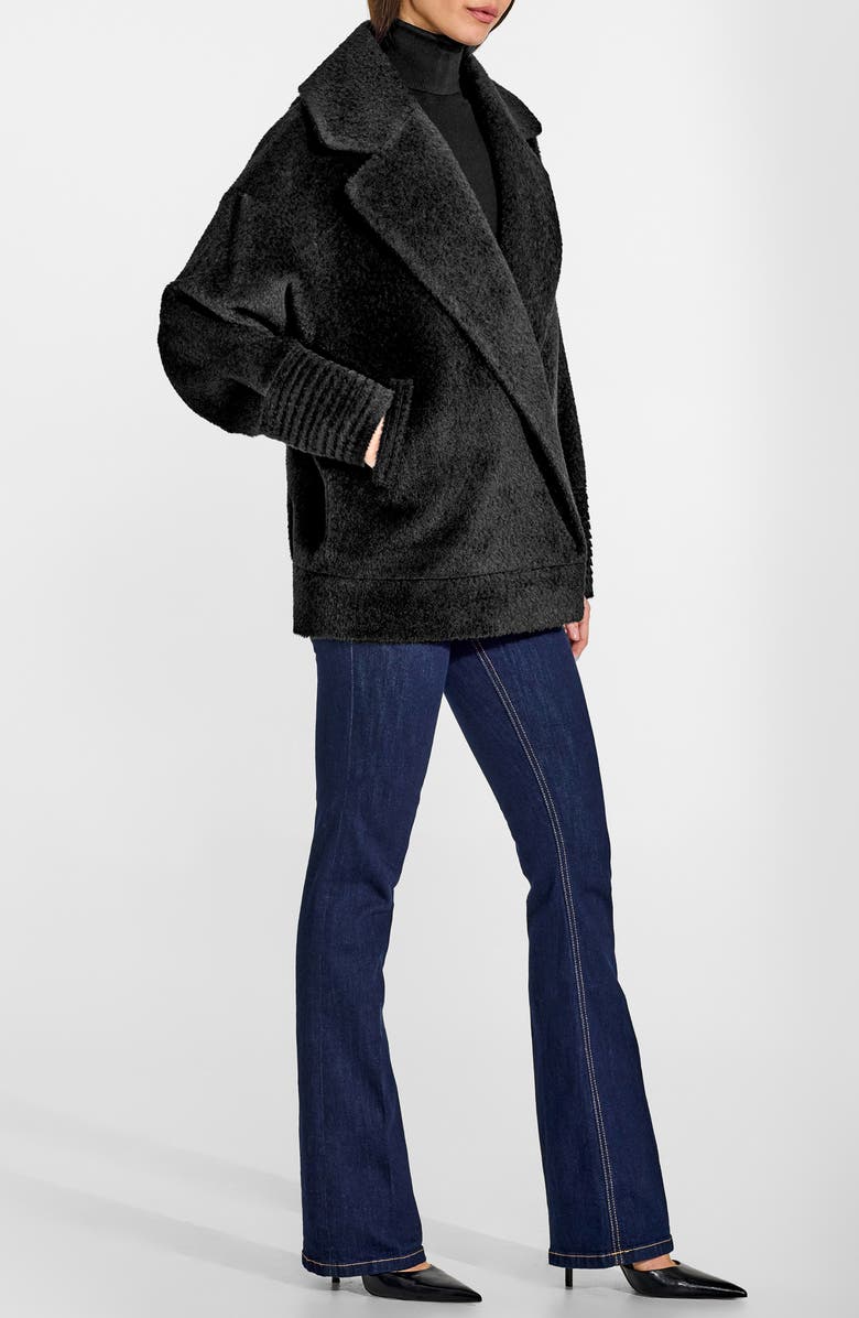 SENTALER Bouclé Wool & Alpaca Blend Short Coat, Alternate, color, Black