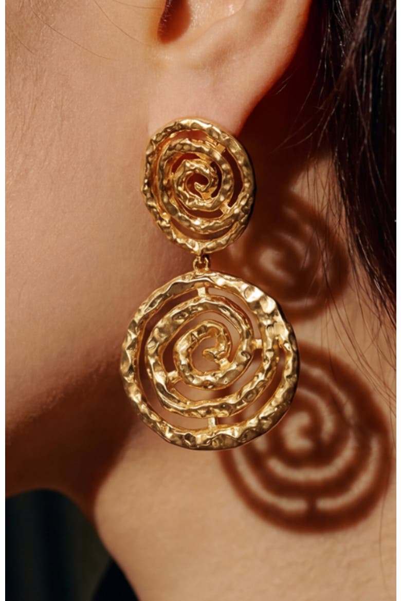 Eternal Spiral Drop Earrings, Alternate, color, Gold