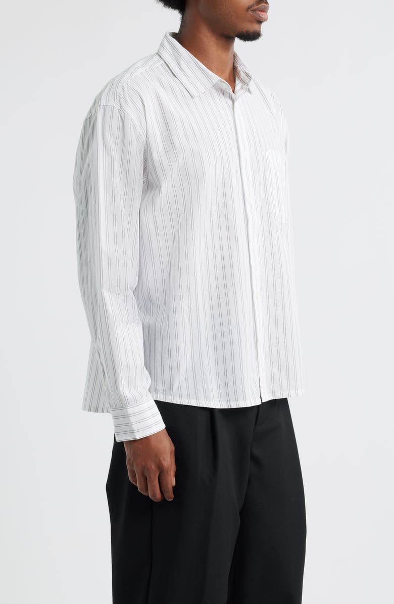Obey Faro Pinstripe Cotton Button-Up Shirt, Alternate, color, White Multi