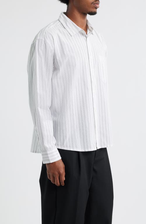 Obey Faro Pinstripe Cotton Button-up Shirt In White