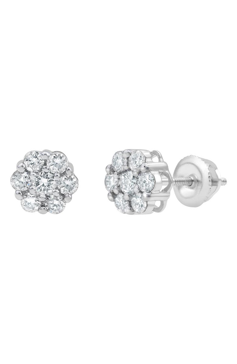 LuvMyJewelry Lab Grown Diamond Floral Cluster Stud Earrings, Alternate, color, 14K White Gold