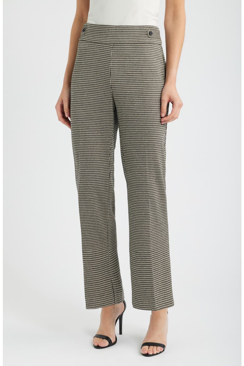 Houndstooth Side Tab Pull On Trousers, Main, color, ANNE BLACK/ VICUNA