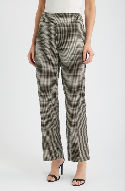 Houndstooth Side Tab Pull On Trousers