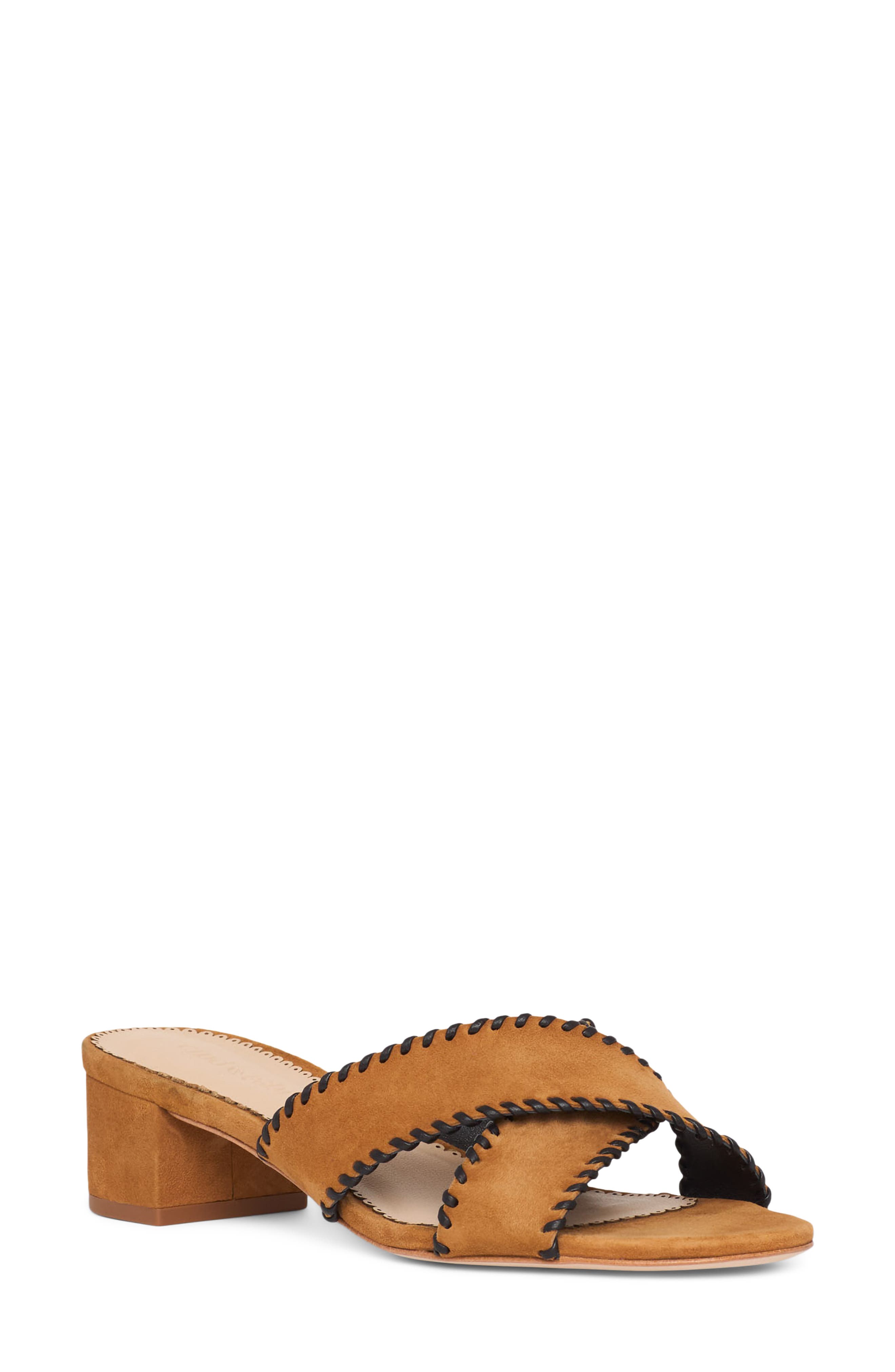 Amanda Crisscross Suede Slide Sandal, Main, color, GOLDEN SIENNA/ BLACK