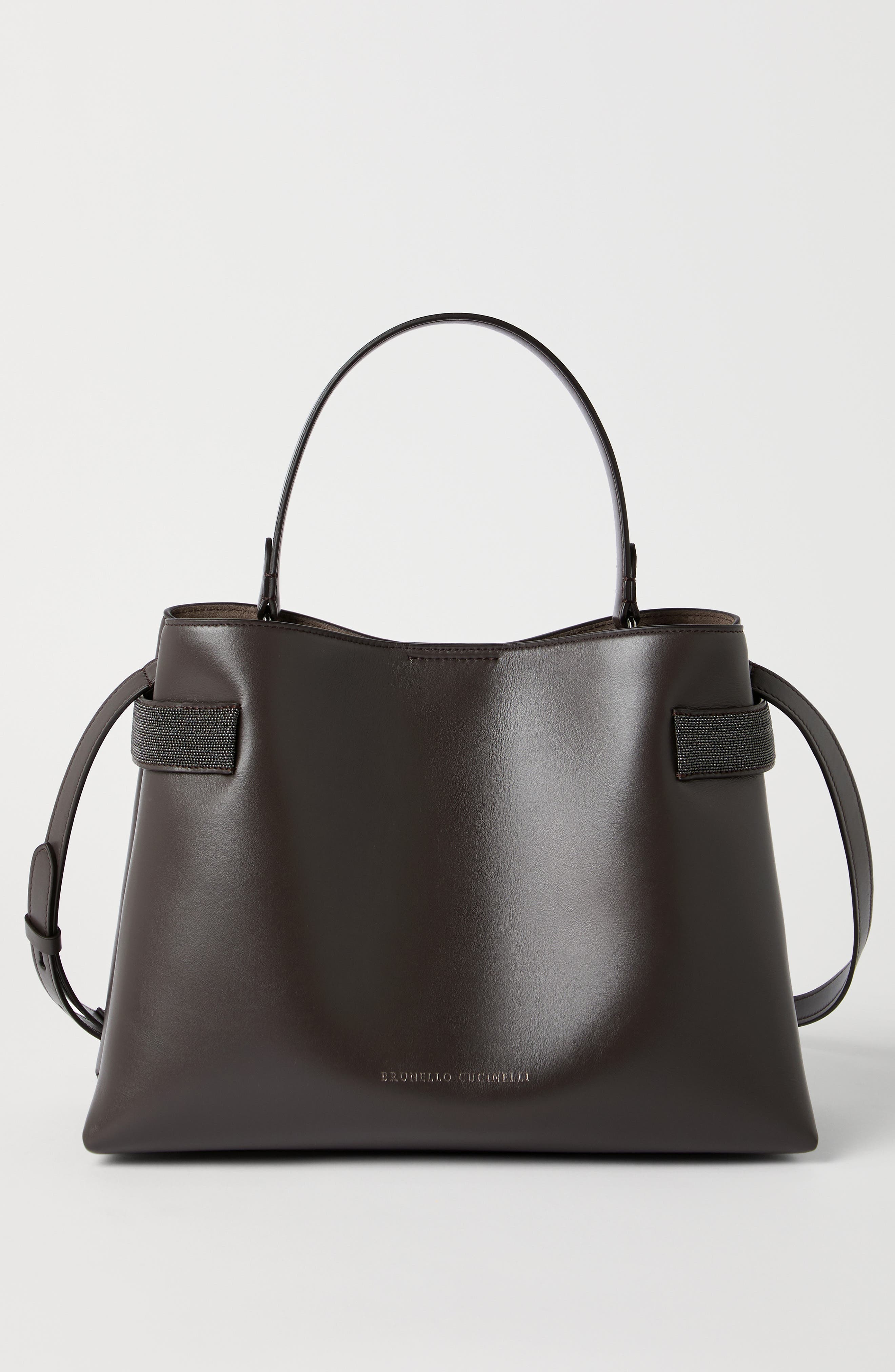 Brunello Cucinelli Top-Handle Essence bag, Alternate, color, Rust Brown