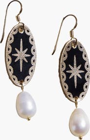 Nickel & Suede Satin Auden Pearl Drop Earrings