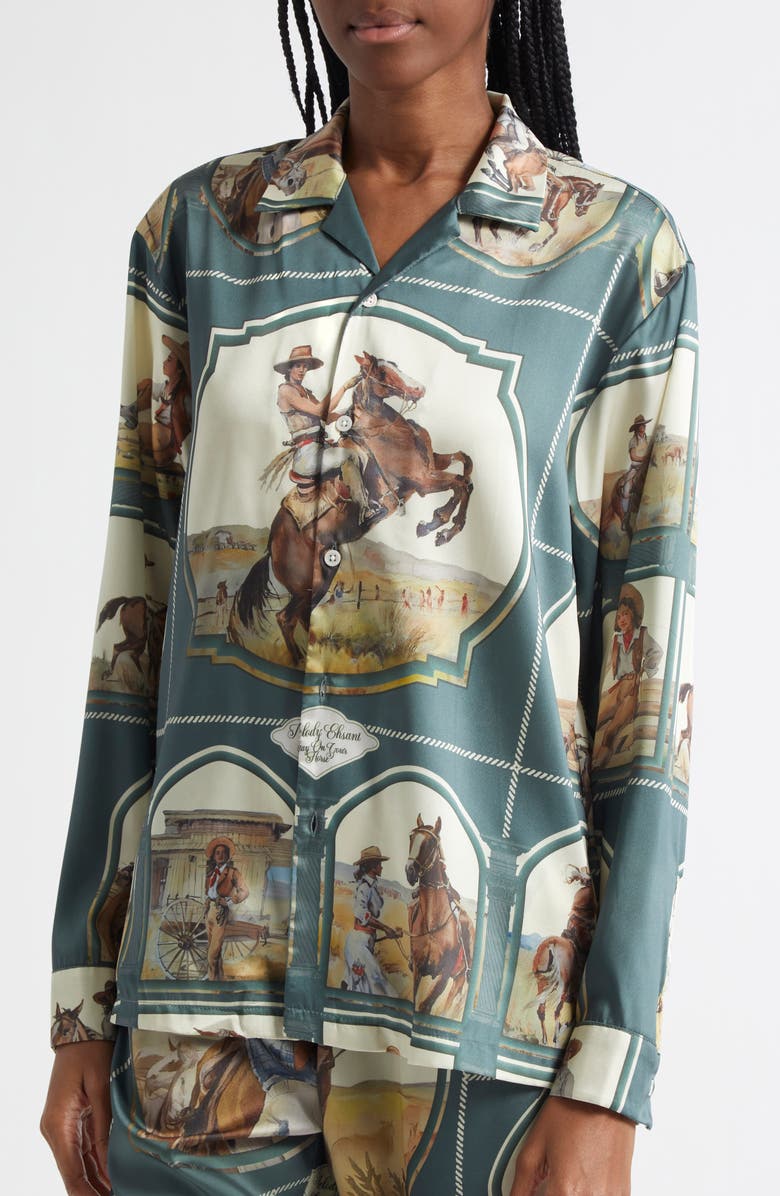 Melody Ehsani Cowgirl Satin Button-Up Shirt, Alternate, color,