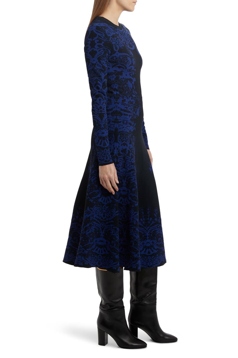 Delft Jacquard Long Sleeve Midi Sweater Dress, Alternate, color, NAVY/ ECLECTIC BLUE