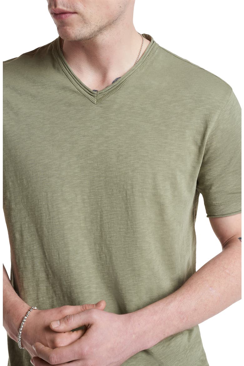 Miles Raw Edge Slub V-Neck T-Shirt, Alternate, color, LICHEN GREEN