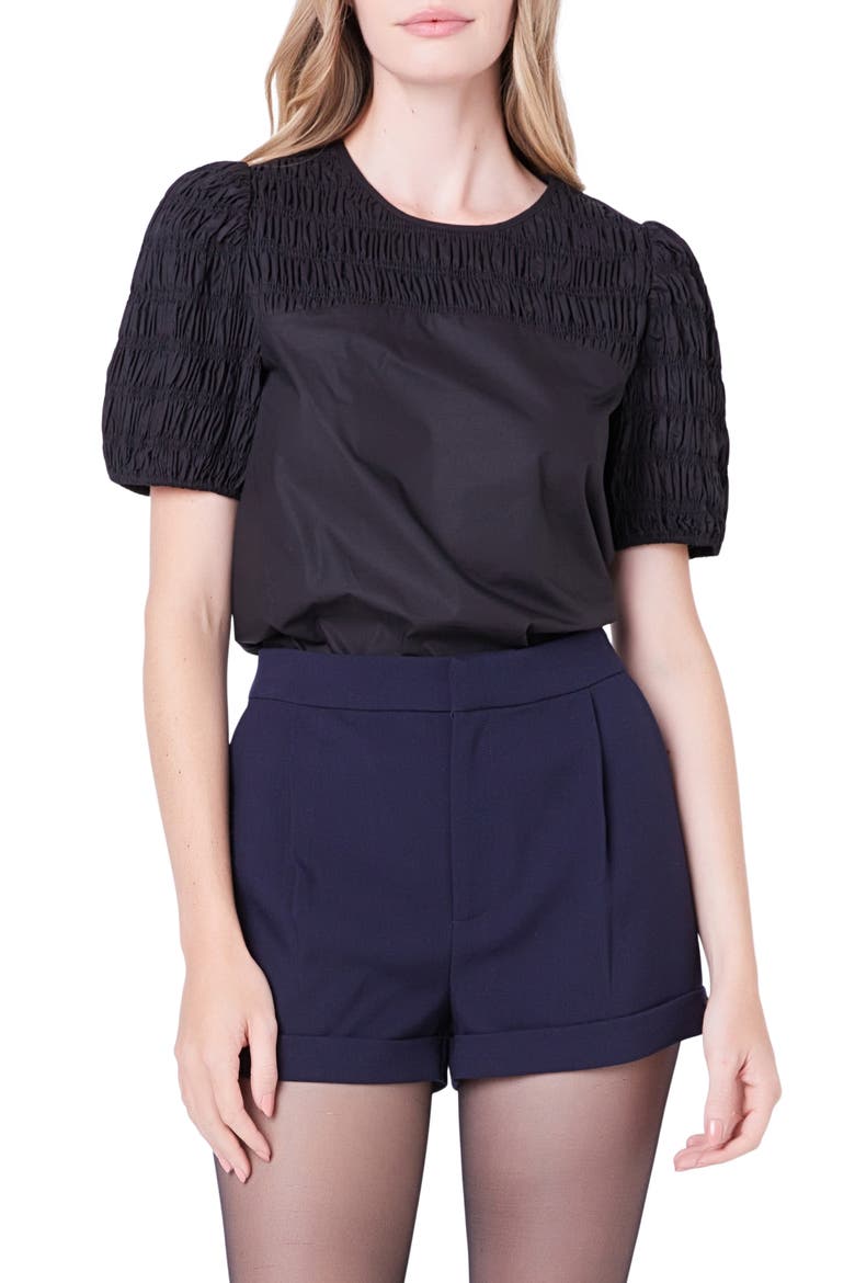 Smocked Top, Main, color, BLACK
