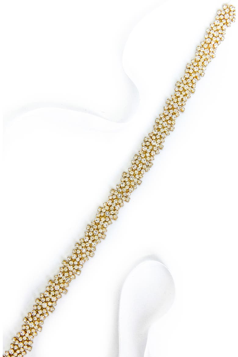 Calista Swarovski Crystal Sash, Alternate, color, GOLD