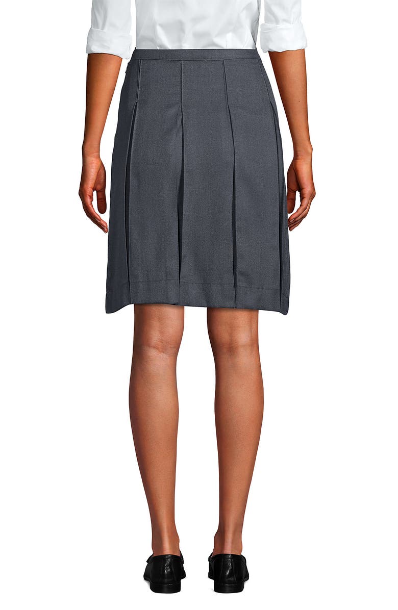 Lands' End School Uniform Solid Box Pleat Skirt Above Knee, Alternate, color, Haze Gray