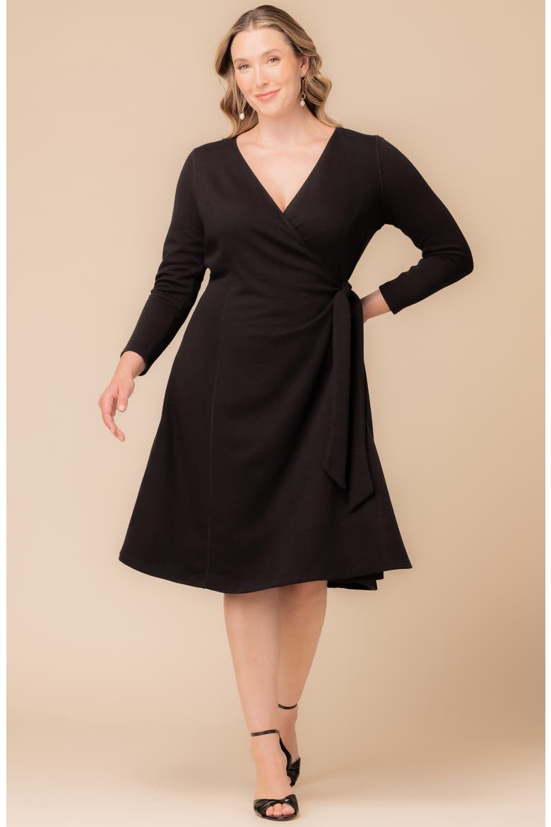 London Wrap Sweater Dress, Alternate, color, BLACK NOIR