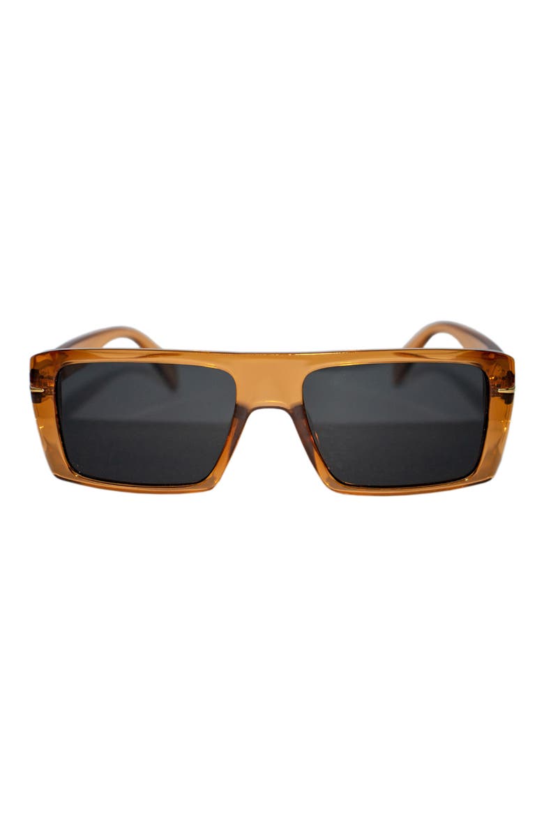 Atlas 54mm Polarized Rectangular Sunglasses, Main, color, CARAMEL/ BLACK