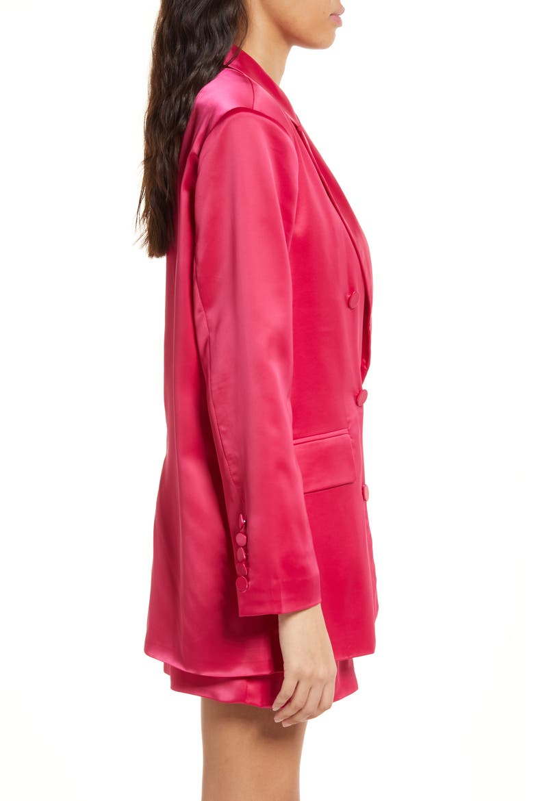 Oversized Satin Double Breasted Blazer, Alternate, color, PINK