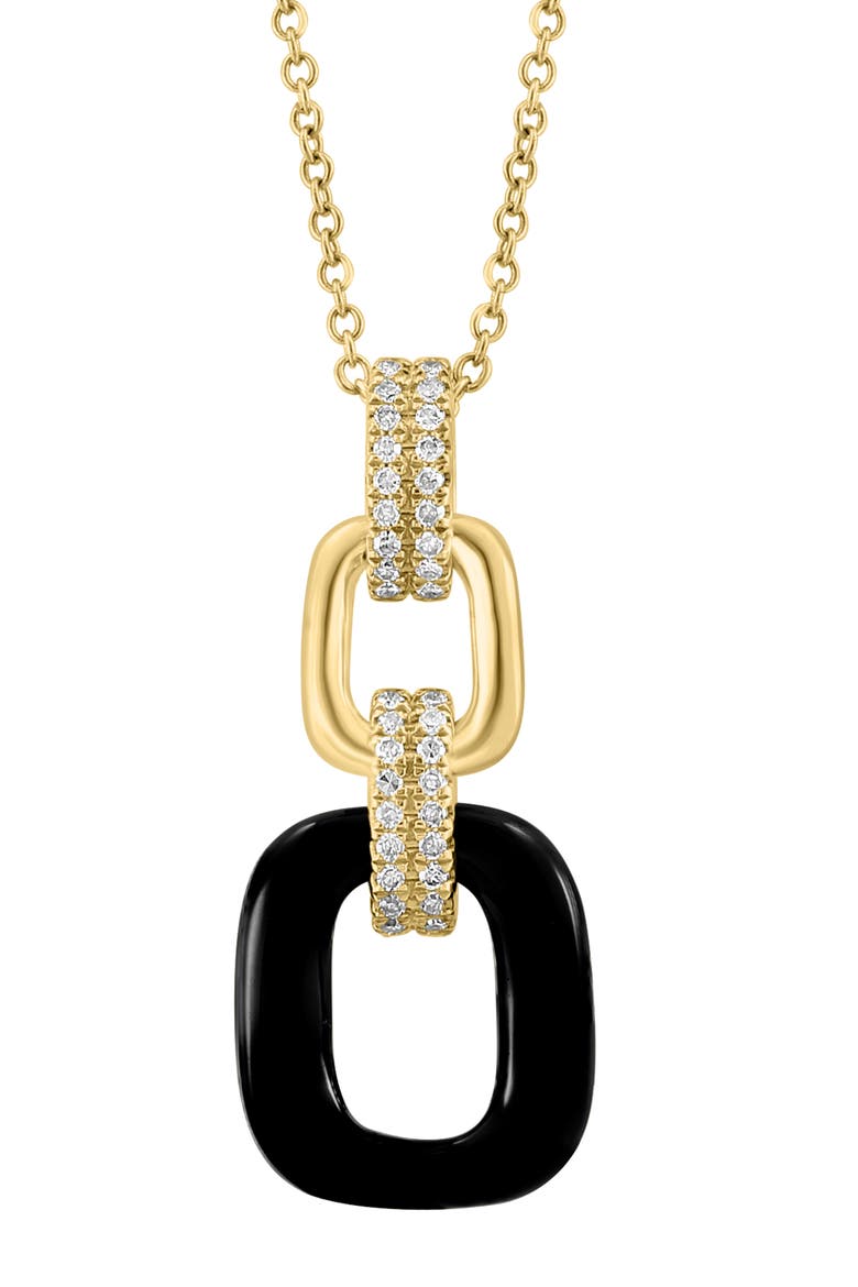 Onyx & Diamond Link Pendant Necklace - 0.14ct., Alternate, color, BLACK