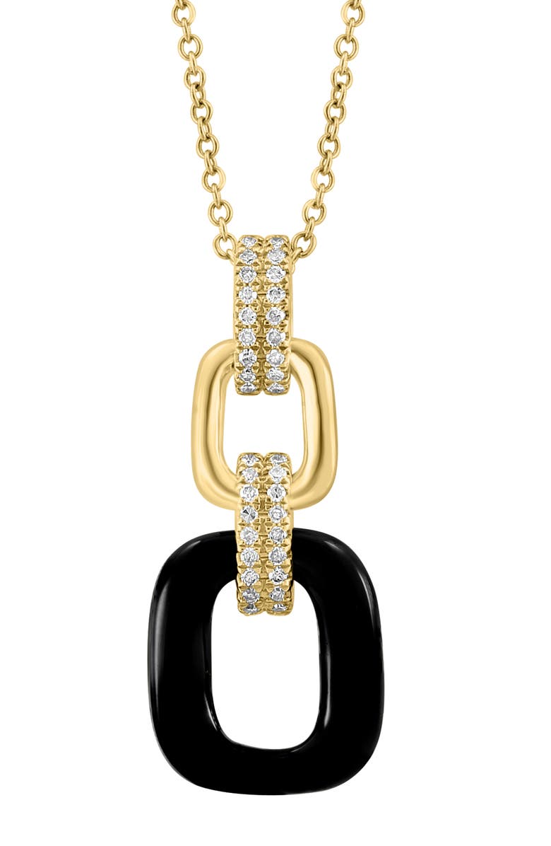 EFFY Onyx & Diamond Link Pendant Necklace - 0.14ct., Alternate, color, Black