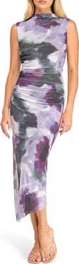 Socialite Floral Shirred Mesh Dress
