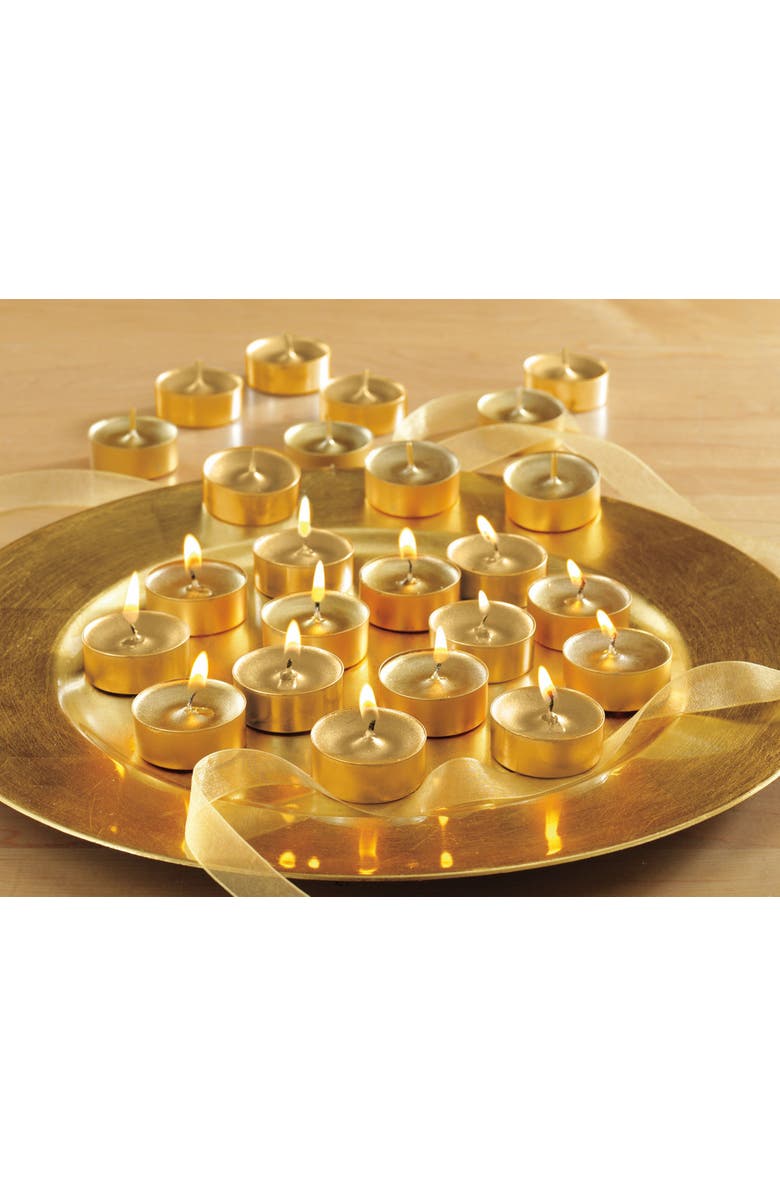 tag Shimmer Metallic Tealight Candles Set of Twelve Gold Lights, Alternate, color, Gold