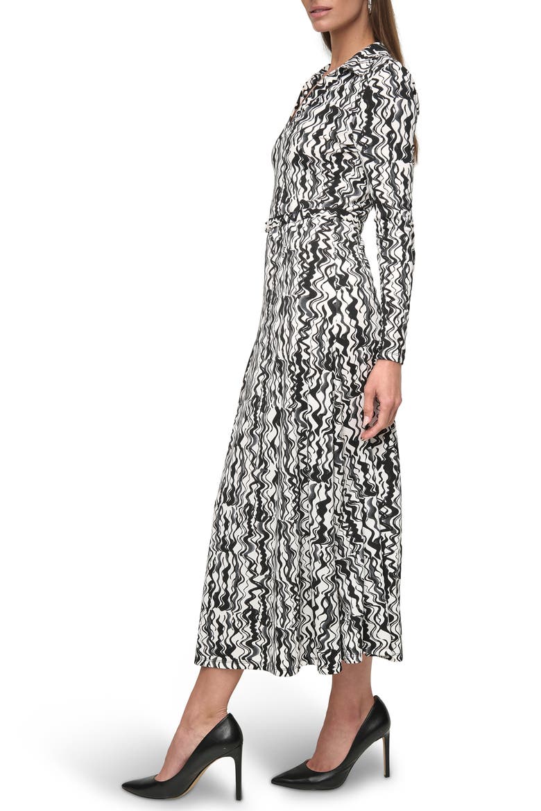 Long Sleeve Belted Maxi Dress, Alternate, color, IVORY/ BLACK