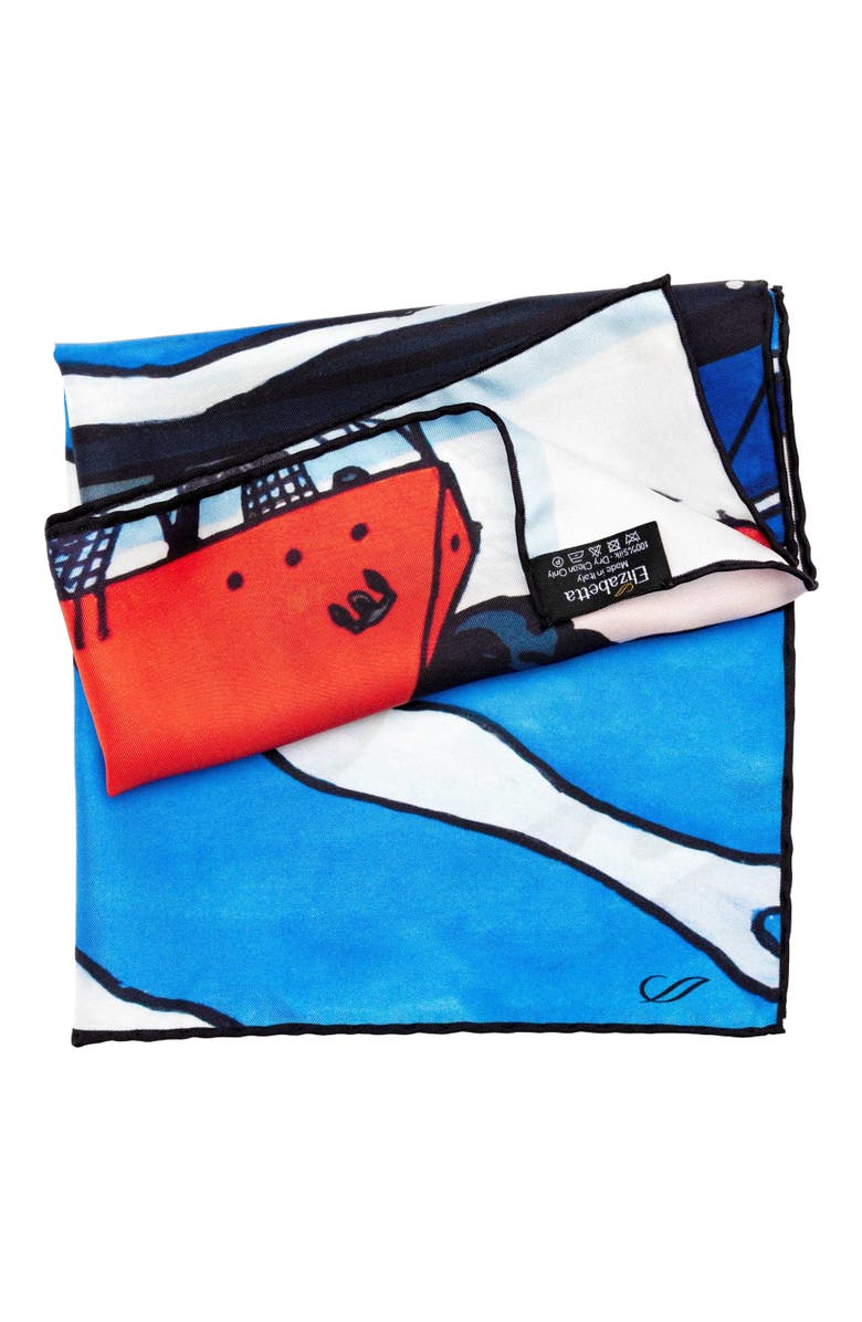 Elizabetta Trieste - Silk Pocket Square for Men, Alternate, color, Blue