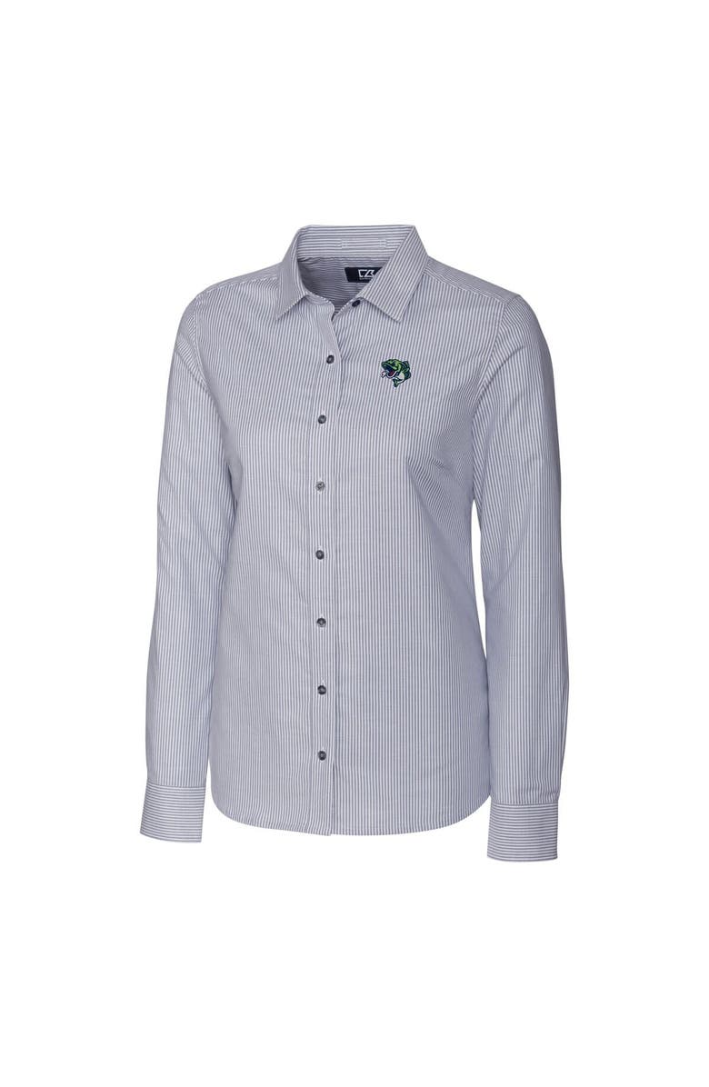 Cutter & Buck Women's Cutter & Buck Charcoal Gwinnett Stripers Stretch Oxford Stripe Long Sleeve Button-Up Dress Shirt, Alternate, color, Charcoal