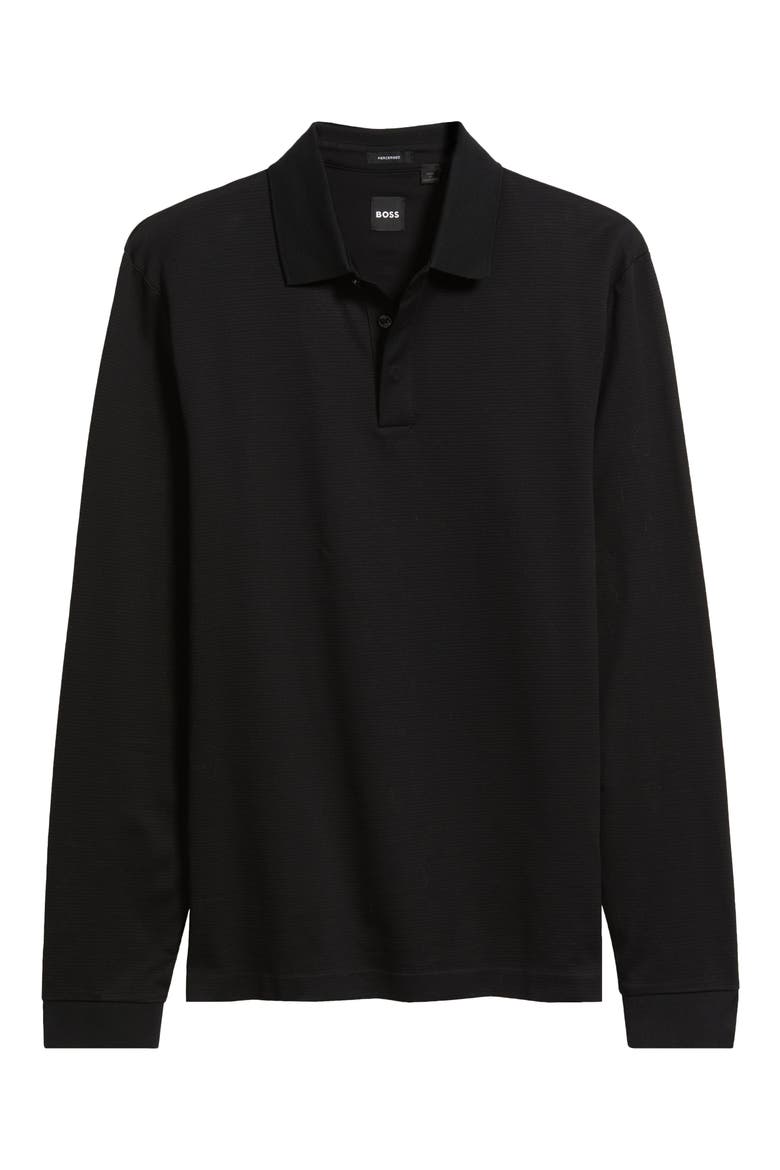 Pado Long Sleeve Cotton Polo, Alternate, color, BLACK