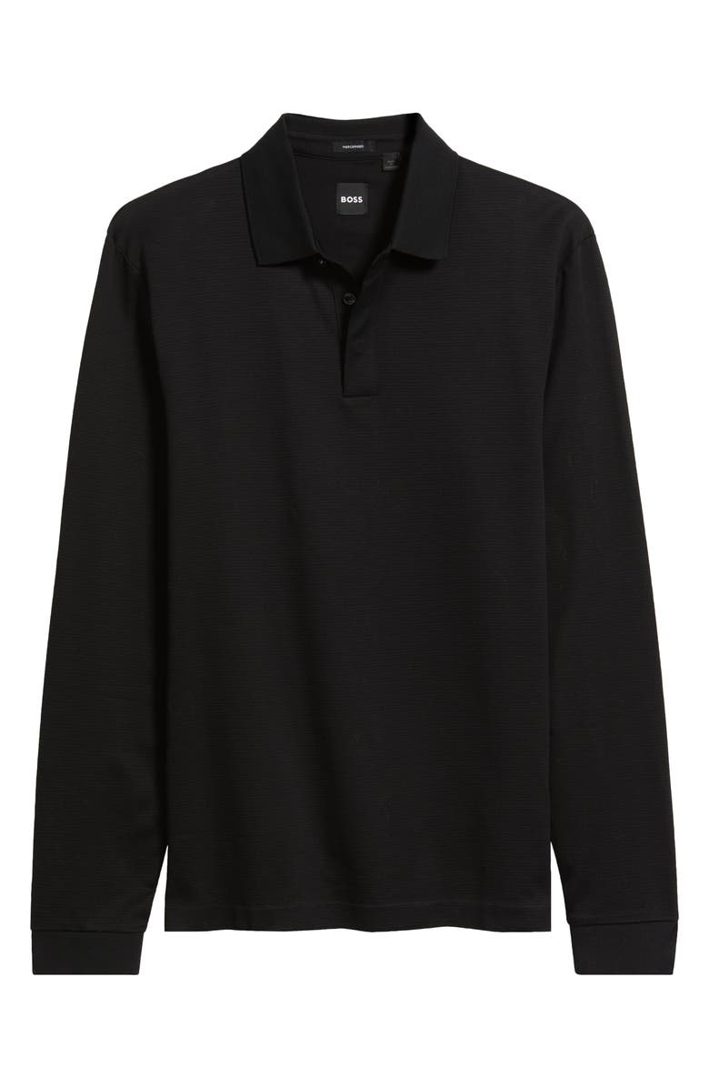 BOSS Pado Long Sleeve Cotton Polo, Alternate, color, Black