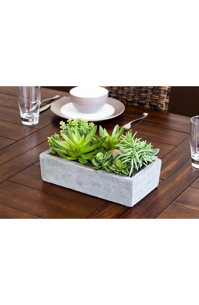 NEARLY NATURAL Succulent Garden with Concrete Planter  - Green, Alternate, color, 