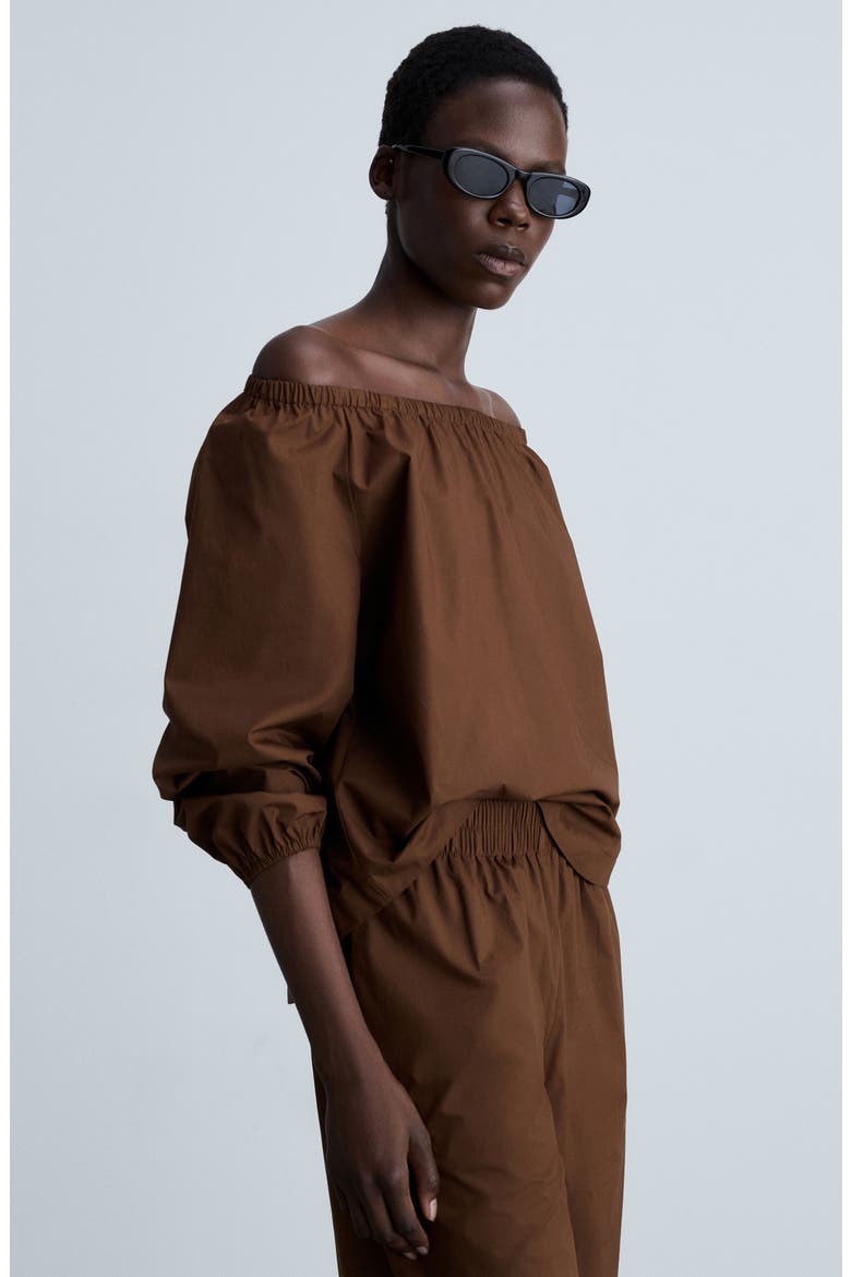 Cotton Wide Leg Pants, Alternate, color, BROWN