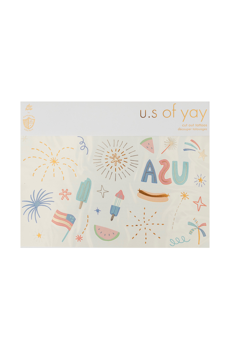 Daydream Society 4th of July Patriotic U.S. Of Yay Temporary Tattoo Sheet, Main, color, Assorted Pre-Pack