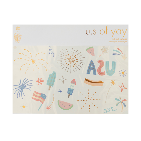 4th of July Patriotic U.S. Of Yay Temporary Tattoo Sheet