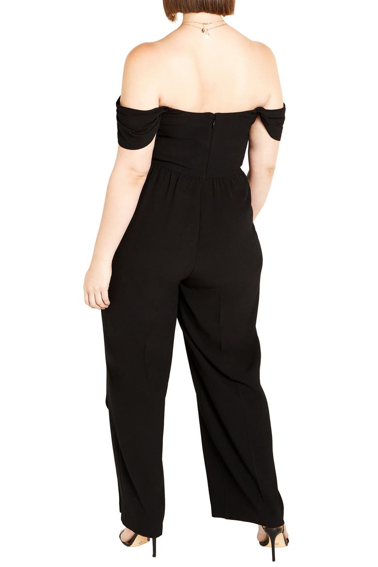 Gabriela Off the Shoulder Jumpsuit, Alternate, color, BLACK