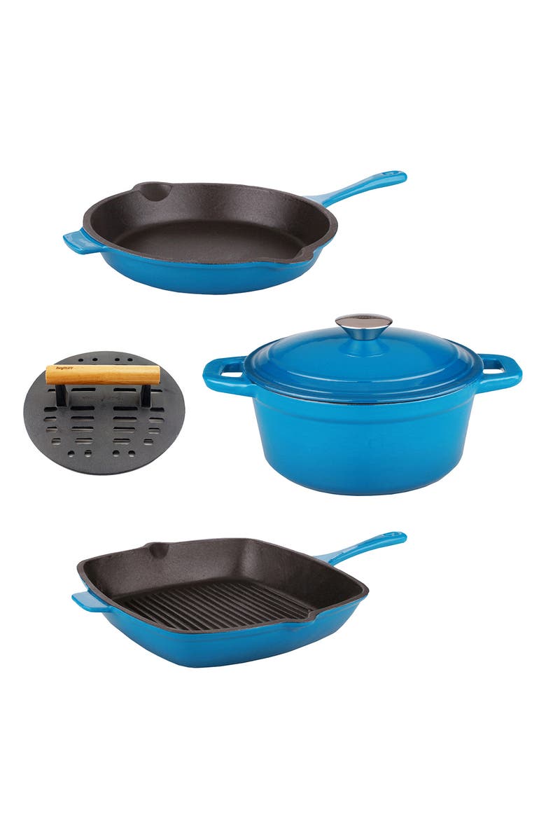 BergHOFF Neo 5-Piece Cast Iron Cookware Set, Main, color, Blue